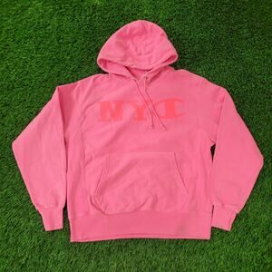 Vintage Y2K Champion NYC Hoodie Medium 23x25 Reverse-Weave